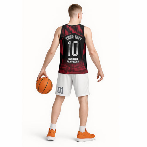 Personalised Penrith Panthers Mascot Rugby Basketball Jersey Penrith New South Wales Athletic Graphic Print