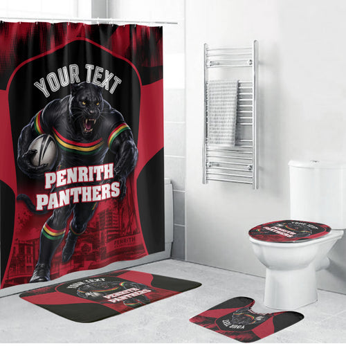 Personalised Penrith Panthers Mascot Rugby Bathroom Set Penrith New South Wales Athletic Graphic Print