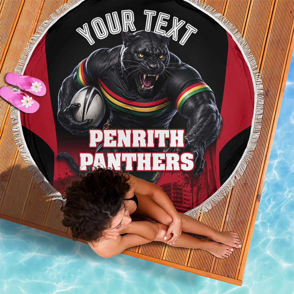 Personalised Penrith Panthers Mascot Rugby Beach Blanket Penrith New South Wales Athletic Graphic Print