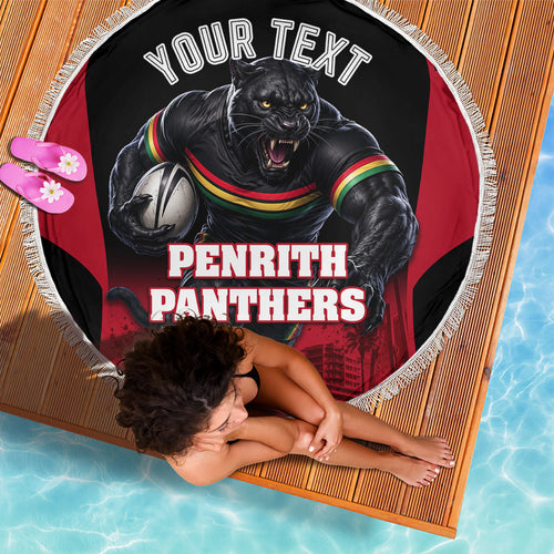 Personalised Penrith Panthers Mascot Rugby Beach Blanket Penrith New South Wales Athletic Graphic Print