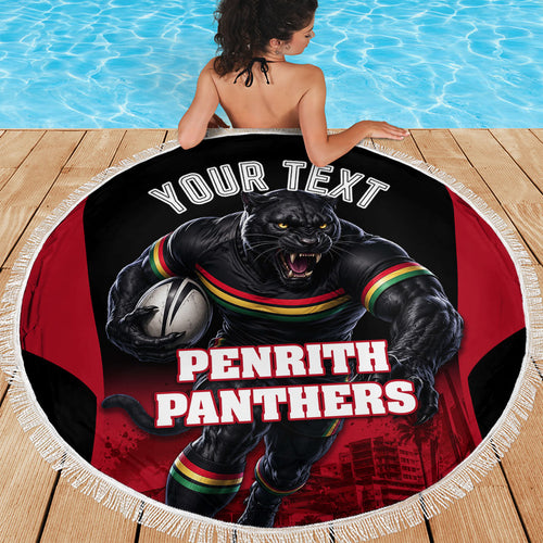 Personalised Penrith Panthers Mascot Rugby Beach Blanket Penrith New South Wales Athletic Graphic Print