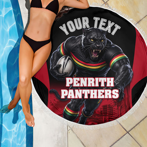 Personalised Penrith Panthers Mascot Rugby Beach Blanket Penrith New South Wales Athletic Graphic Print