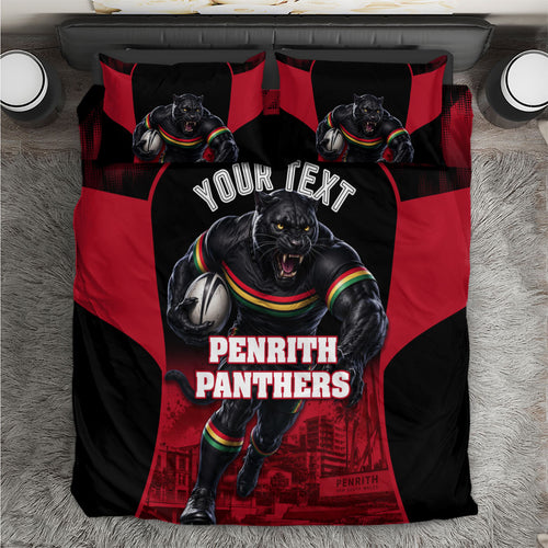 Personalised Penrith Panthers Mascot Rugby Bedding Set Penrith New South Wales Athletic Graphic Print