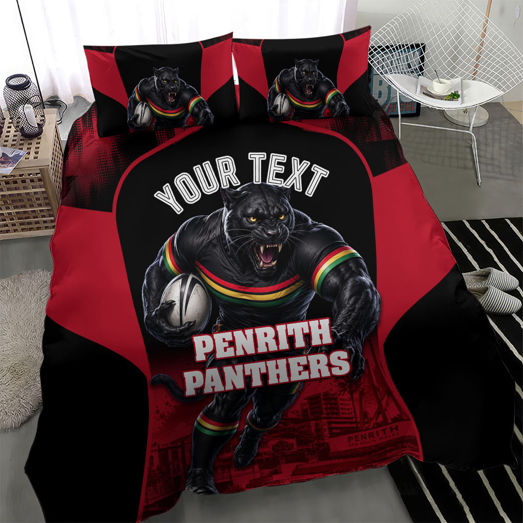 Personalised Penrith Panthers Mascot Rugby Bedding Set Penrith New South Wales Athletic Graphic Print