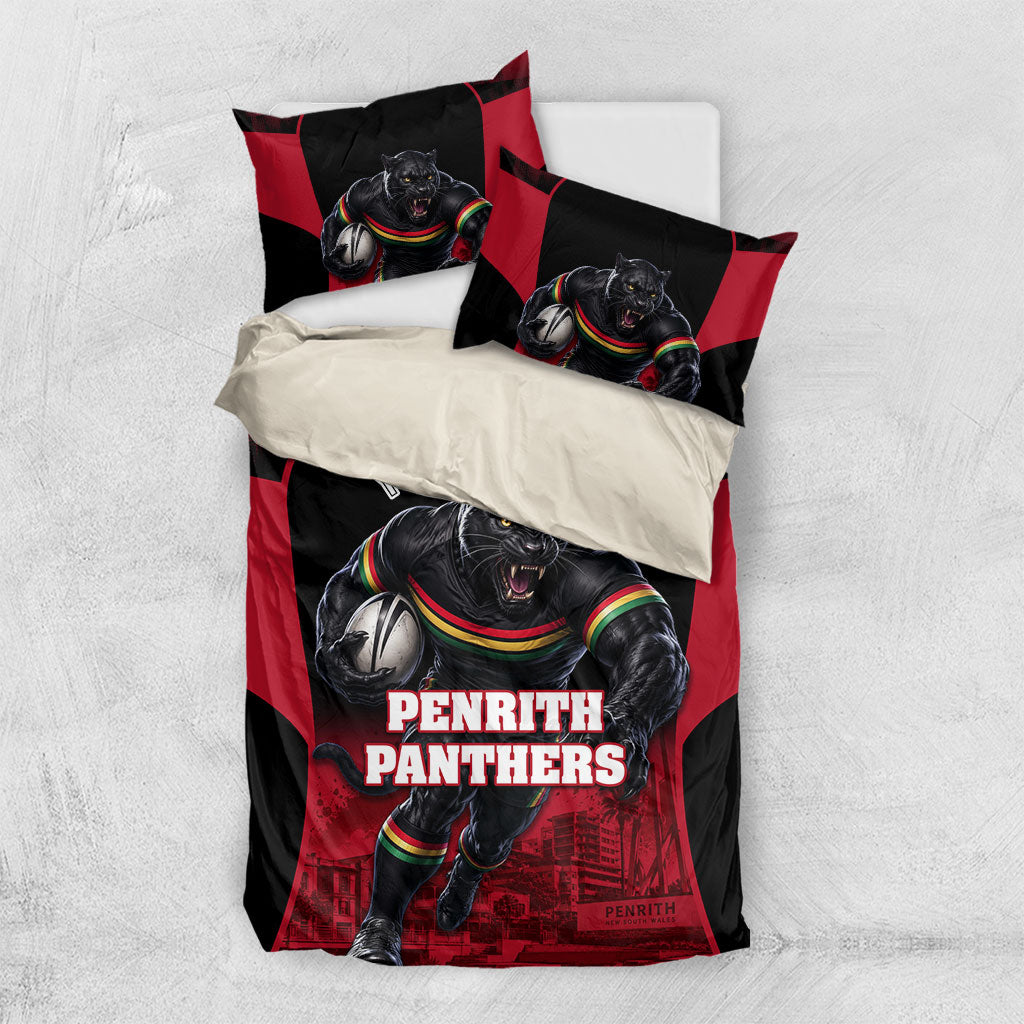 Personalised Penrith Panthers Mascot Rugby Bedding Set Penrith New South Wales Athletic Graphic Print