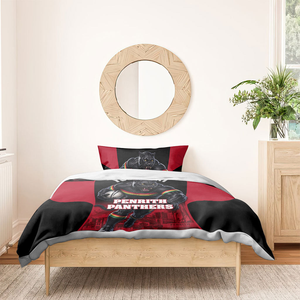 Personalised Penrith Panthers Mascot Rugby Bedding Set Penrith New South Wales Athletic Graphic Print