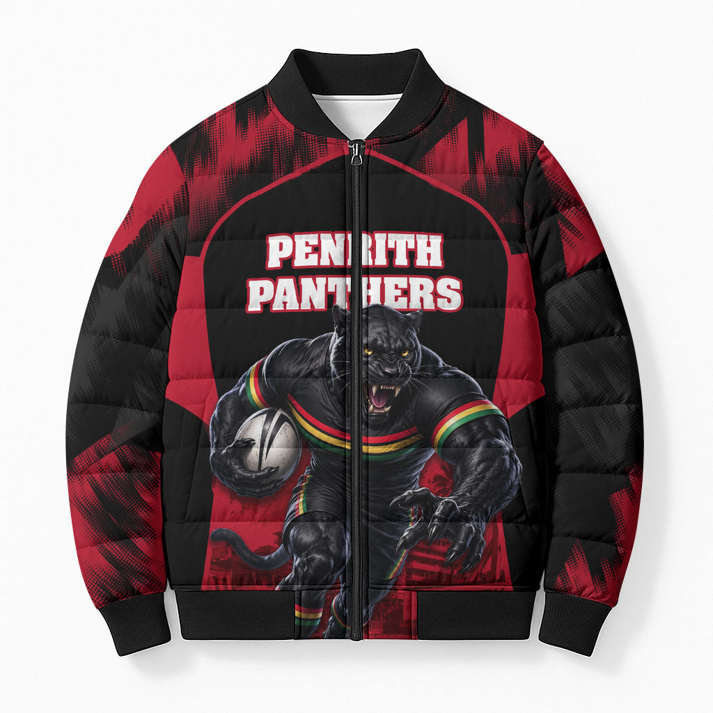 Personalised Penrith Panthers Mascot Rugby Bomber Puffer Jacket Penrith New South Wales Athletic Graphic Print