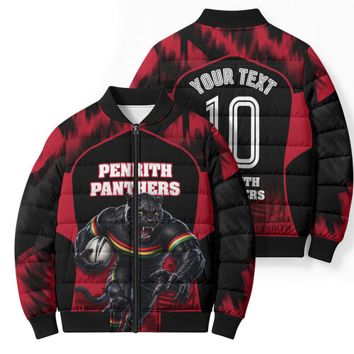 Personalised Penrith Panthers Mascot Rugby Bomber Puffer Jacket Penrith New South Wales Athletic Graphic Print