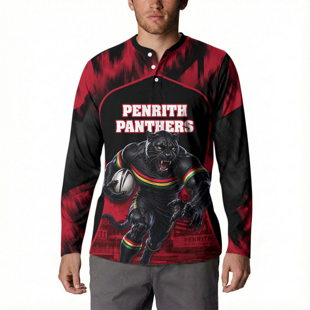 Personalised Penrith Panthers Mascot Rugby Button Sweatshirt Penrith New South Wales Athletic Graphic Print