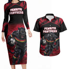 Personalised Penrith Panthers Mascot Rugby Couples Matching Long Sleeve Bodycon Dress and Hawaiian Shirt Penrith New South Wales Athletic Graphic Print