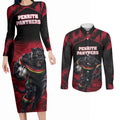 Personalised Penrith Panthers Mascot Rugby Couples Matching Long Sleeve Bodycon Dress and Long Sleeve Button Shirt Penrith New South Wales Athletic Graphic Print