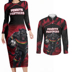 Personalised Penrith Panthers Mascot Rugby Couples Matching Long Sleeve Bodycon Dress and Long Sleeve Button Shirt Penrith New South Wales Athletic Graphic Print