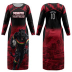Personalised Penrith Panthers Mascot Rugby Couples Matching Long Sleeve Bodycon Dress and Long Sleeve Button Shirt Penrith New South Wales Athletic Graphic Print