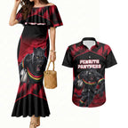 Personalised Penrith Panthers Mascot Rugby Couples Matching Mermaid Dress and Hawaiian Shirt Penrith New South Wales Athletic Graphic Print
