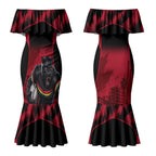 Personalised Penrith Panthers Mascot Rugby Couples Matching Mermaid Dress and Hawaiian Shirt Penrith New South Wales Athletic Graphic Print