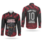 Personalised Penrith Panthers Mascot Rugby Couples Matching Mermaid Dress and Long Sleeve Button Shirt Penrith New South Wales Athletic Graphic Print