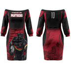 Personalised Penrith Panthers Mascot Rugby Couples Matching Off The Shoulder Long Sleeve Dress and Long Sleeve Button Shirt Penrith New South Wales Athletic Graphic Print