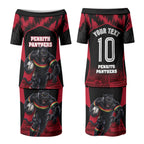 Personalised Penrith Panthers Mascot Rugby Couples Matching Puletasi and Long Sleeve Button Shirt Penrith New South Wales Athletic Graphic Print