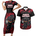 Personalised Penrith Panthers Mascot Rugby Couples Matching Short Sleeve Bodycon Dress and Hawaiian Shirt Penrith New South Wales Athletic Graphic Print