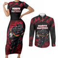 Personalised Penrith Panthers Mascot Rugby Couples Matching Short Sleeve Bodycon Dress and Long Sleeve Button Shirt Penrith New South Wales Athletic Graphic Print