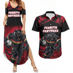 Personalised Penrith Panthers Mascot Rugby Couples Matching Summer Maxi Dress and Hawaiian Shirt Penrith New South Wales Athletic Graphic Print