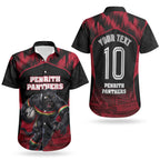 Personalised Penrith Panthers Mascot Rugby Couples Matching Summer Maxi Dress and Hawaiian Shirt Penrith New South Wales Athletic Graphic Print