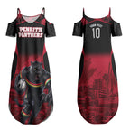 Personalised Penrith Panthers Mascot Rugby Couples Matching Summer Maxi Dress and Hawaiian Shirt Penrith New South Wales Athletic Graphic Print