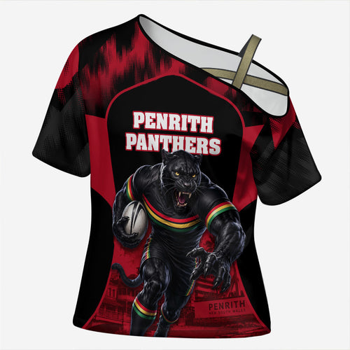 Personalised Penrith Panthers Mascot Rugby Cross Shoulder Shirt Penrith New South Wales Athletic Graphic Print