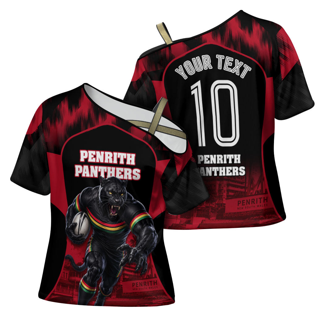 Personalised Penrith Panthers Mascot Rugby Cross Shoulder Shirt Penrith New South Wales Athletic Graphic Print