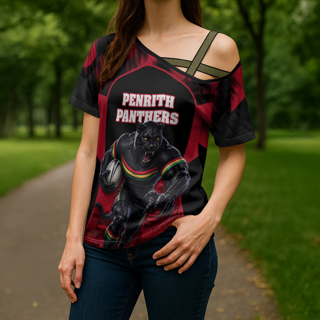 Personalised Penrith Panthers Mascot Rugby Cross Shoulder Shirt Penrith New South Wales Athletic Graphic Print