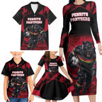 Personalised Penrith Panthers Mascot Rugby Family Matching Long Sleeve Bodycon Dress and Hawaiian Shirt Penrith New South Wales Athletic Graphic Print