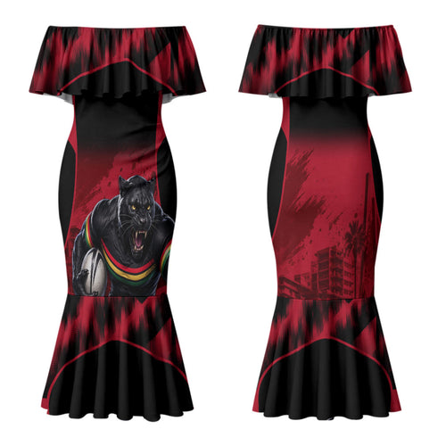 Personalised Penrith Panthers Mascot Rugby Family Matching Mermaid Dress and Hawaiian Shirt Penrith New South Wales Athletic Graphic Print