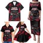 Personalised Penrith Panthers Mascot Rugby Family Matching Puletasi and Hawaiian Shirt Penrith New South Wales Athletic Graphic Print