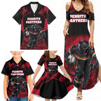 Personalised Penrith Panthers Mascot Rugby Family Matching Summer Maxi Dress and Hawaiian Shirt Penrith New South Wales Athletic Graphic Print