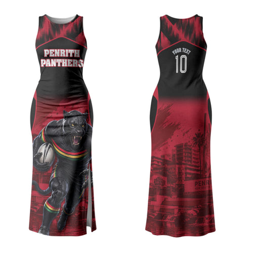 Personalised Penrith Panthers Mascot Rugby Family Matching Tank Maxi Dress and Hawaiian Shirt Penrith New South Wales Athletic Graphic Print