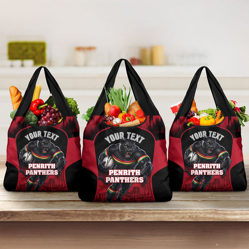 Personalised Penrith Panthers Mascot Rugby Grocery Bag Penrith New South Wales Athletic Graphic Print