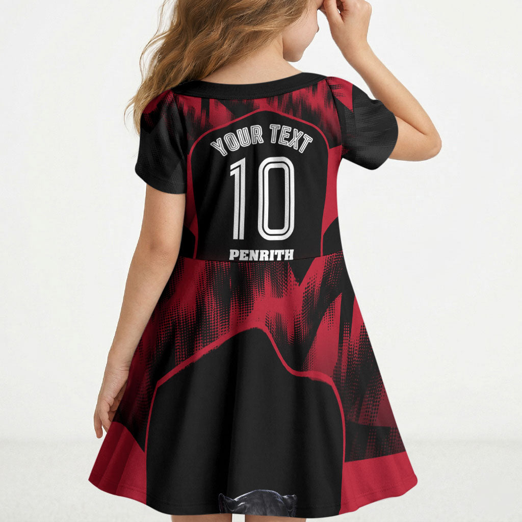 Personalised Penrith Panthers Mascot Rugby Kid Short Sleeve Dress Penrith New South Wales Athletic Graphic Print