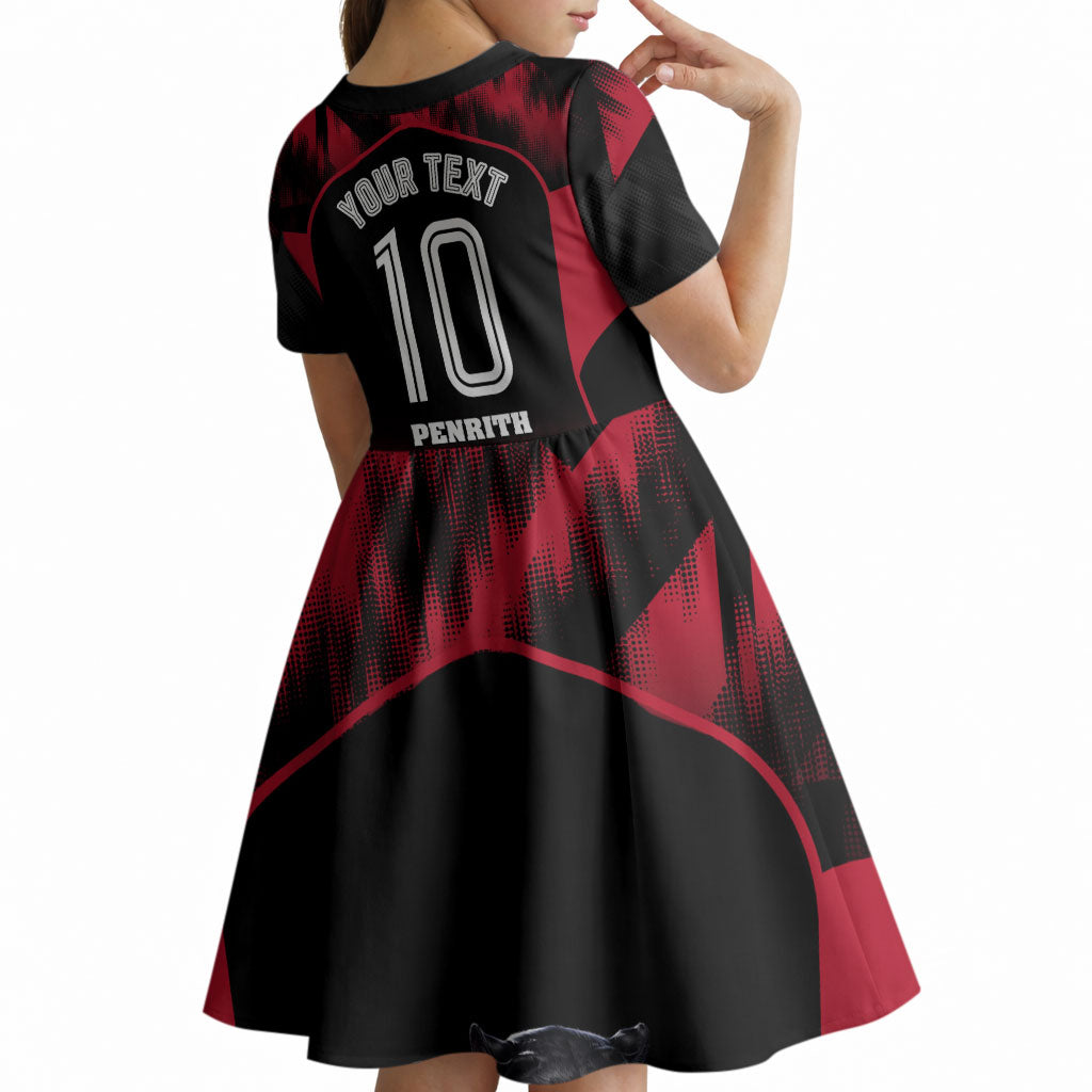 Personalised Penrith Panthers Mascot Rugby Kid Short Sleeve Dress Penrith New South Wales Athletic Graphic Print