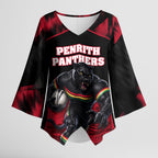 Personalised Penrith Panthers Mascot Rugby Kimono Sleeve Blouse Penrith New South Wales Athletic Graphic Print