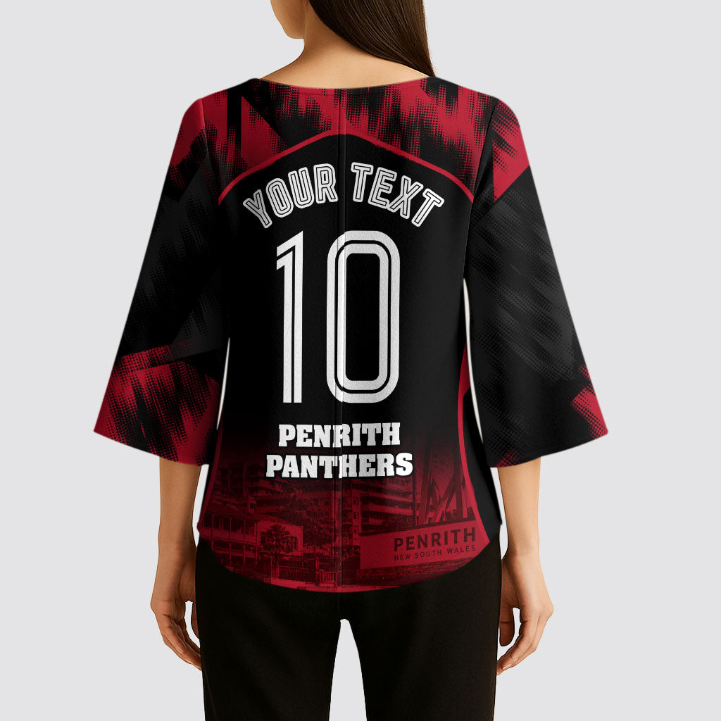 Personalised Penrith Panthers Mascot Rugby Kimono Sleeve Blouse Penrith New South Wales Athletic Graphic Print