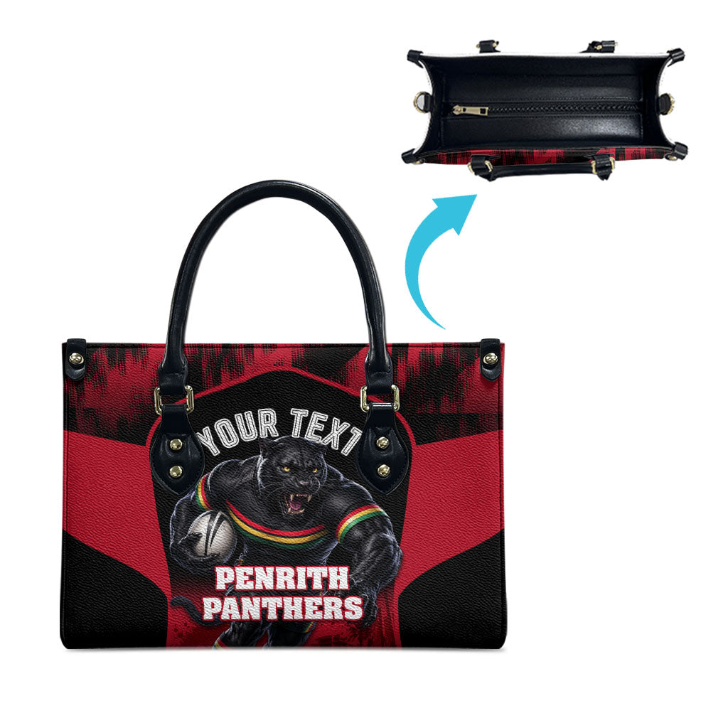 Personalised Penrith Panthers Mascot Rugby Leather Bag Penrith New South Wales Athletic Graphic Print