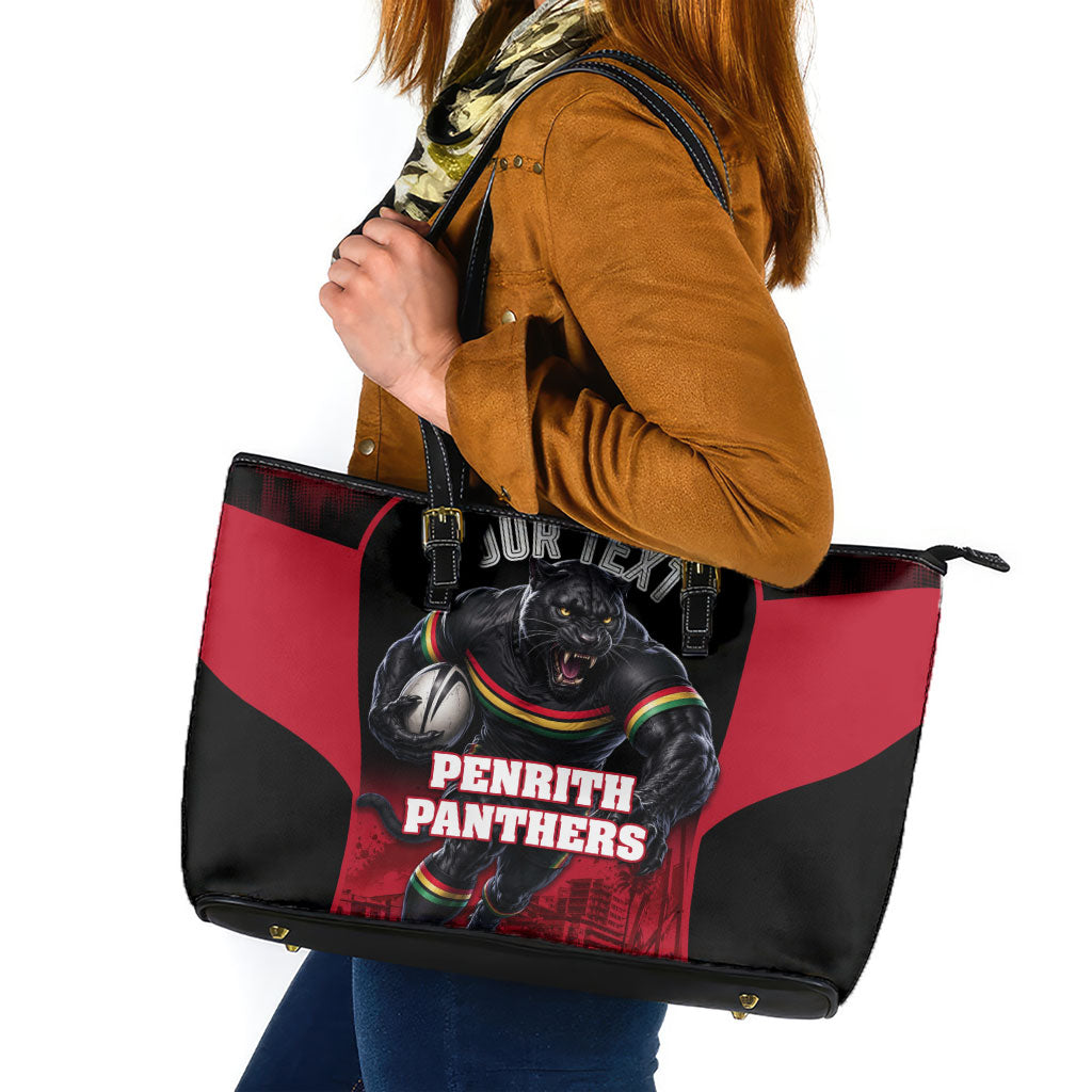 Personalised Penrith Panthers Mascot Rugby Leather Tote Bag Penrith New South Wales Athletic Graphic Print
