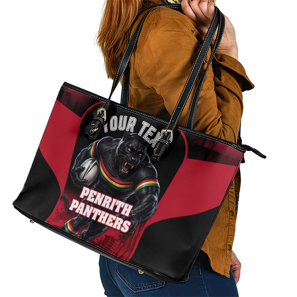 Personalised Penrith Panthers Mascot Rugby Leather Tote Bag Penrith New South Wales Athletic Graphic Print