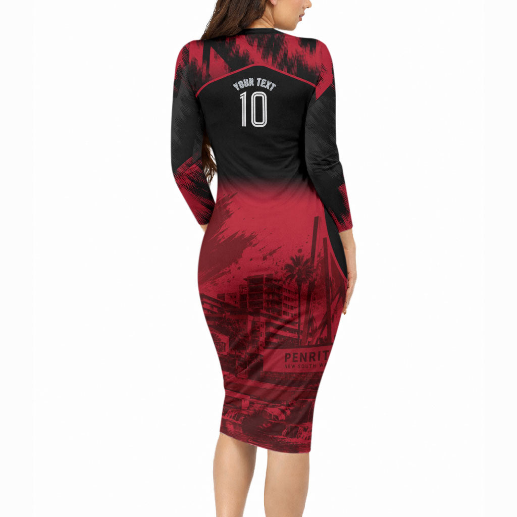 Personalised Penrith Panthers Mascot Rugby Long Sleeve Bodycon Dress Penrith New South Wales Athletic Graphic Print