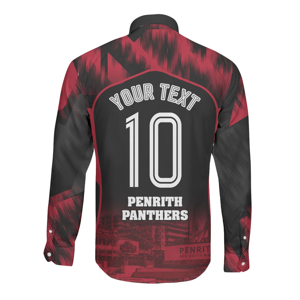 Personalised Penrith Panthers Mascot Rugby Long Sleeve Button Shirt Penrith New South Wales Athletic Graphic Print