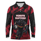 Personalised Penrith Panthers Mascot Rugby Long Sleeve Polo Shirt Penrith New South Wales Athletic Graphic Print