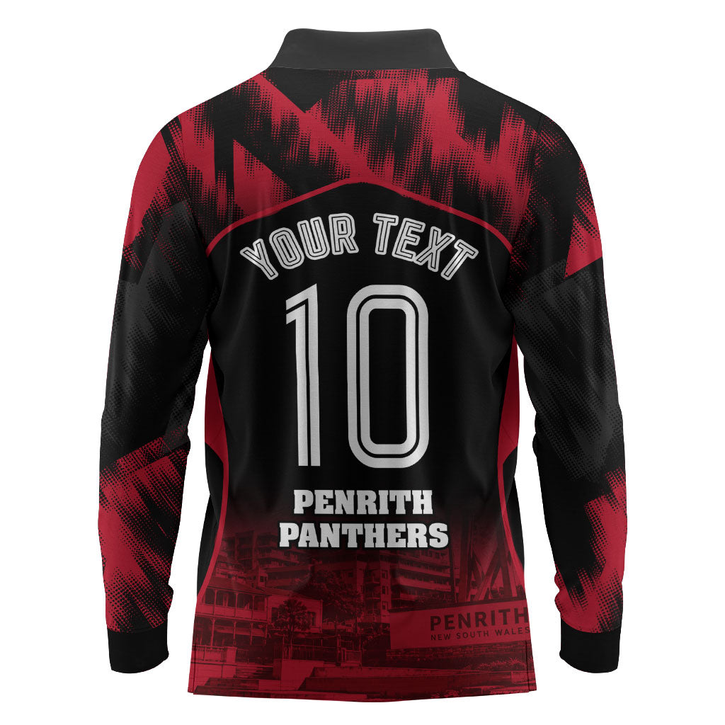 Personalised Penrith Panthers Mascot Rugby Long Sleeve Polo Shirt Penrith New South Wales Athletic Graphic Print
