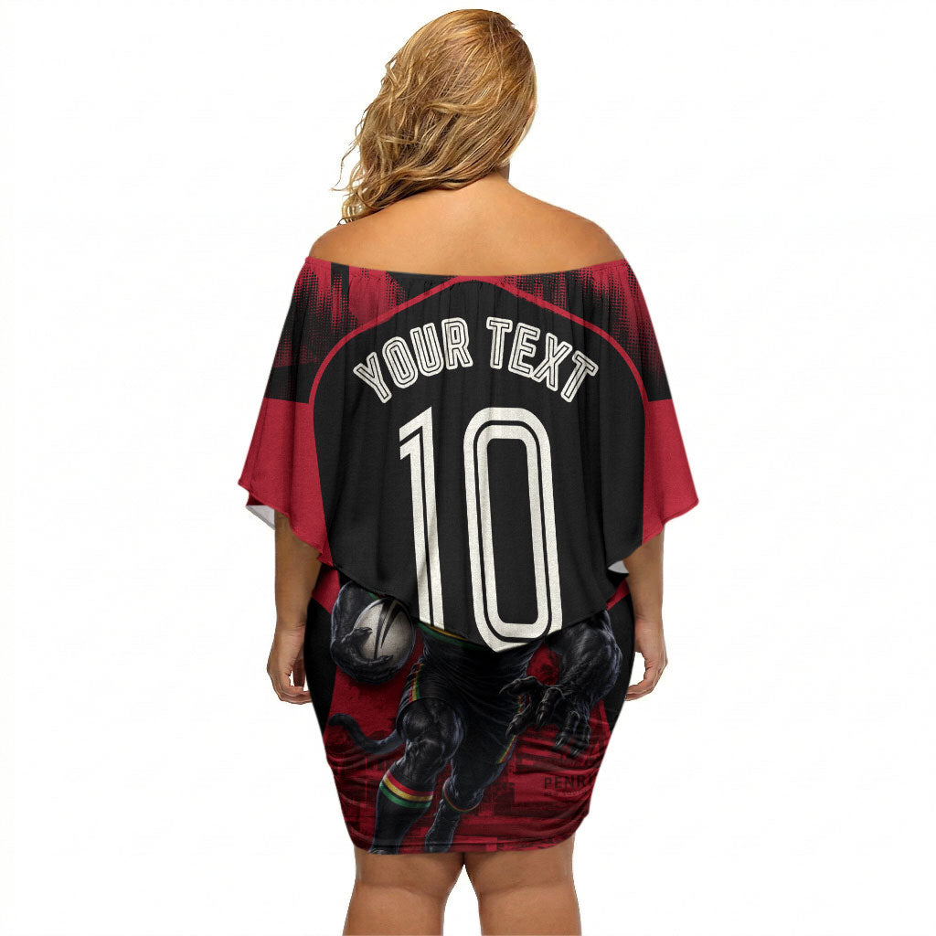 Personalised Penrith Panthers Mascot Rugby Off Shoulder Short Dress Penrith New South Wales Athletic Graphic Print