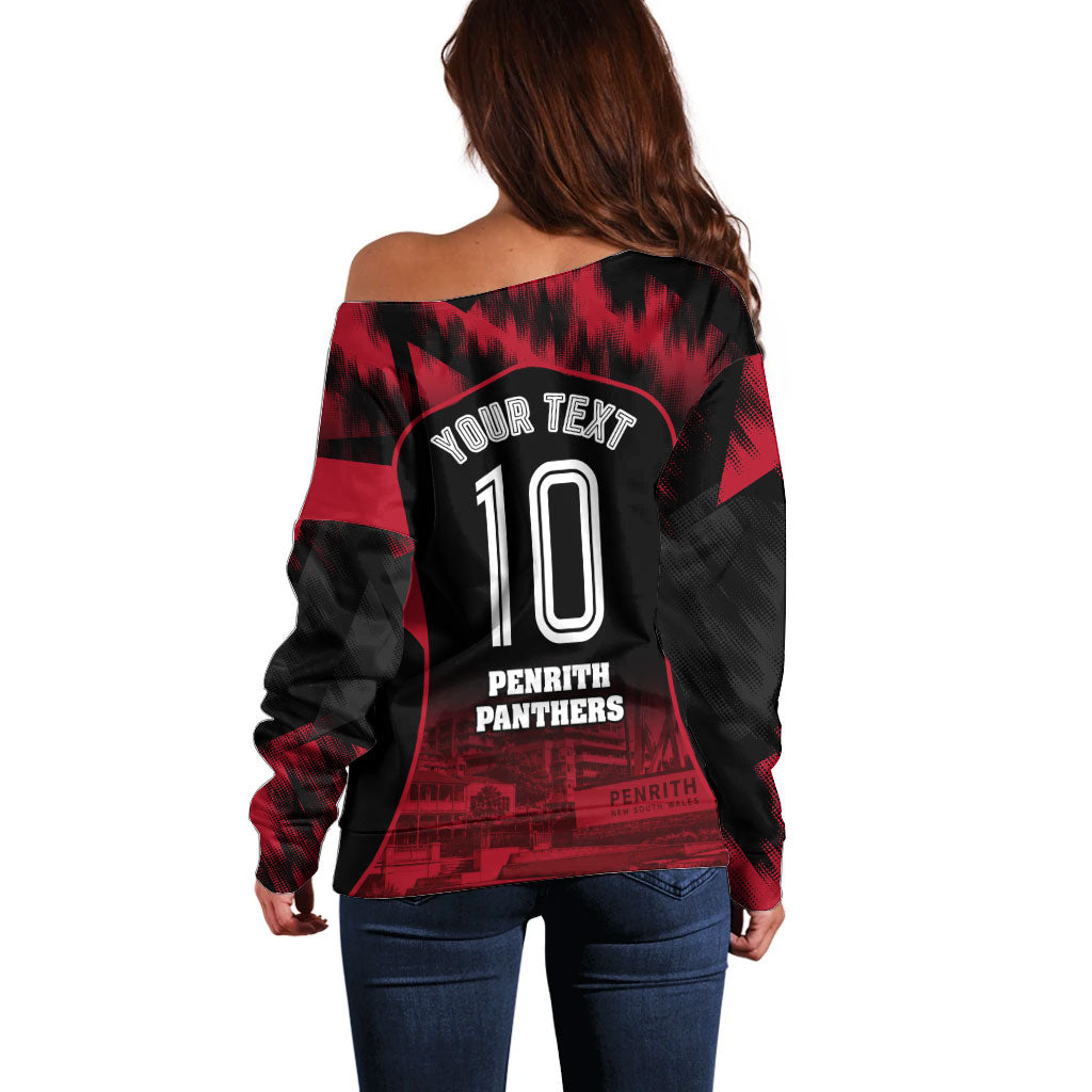 Personalised Penrith Panthers Mascot Rugby Off Shoulder Sweater Penrith New South Wales Athletic Graphic Print