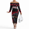 Personalised Penrith Panthers Mascot Rugby Off The Shoulder Long Sleeve Dress Penrith New South Wales Athletic Graphic Print